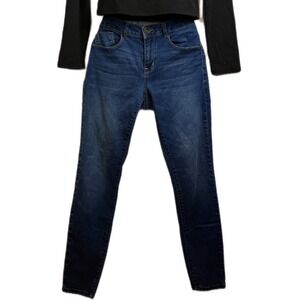 Jolt Juniors' Skinny Jeans Dark Wash Denim Size 5 Stretch Slim Fit Mid Rise